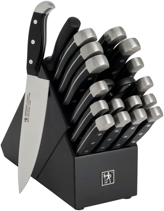 HENCKELS Premium Quality 12-Piece Knife Set with Block and Knife Sharpener, Razor-Sharp, German Engineered Knife Informed by over 100 Years of Masterful Knife Making
