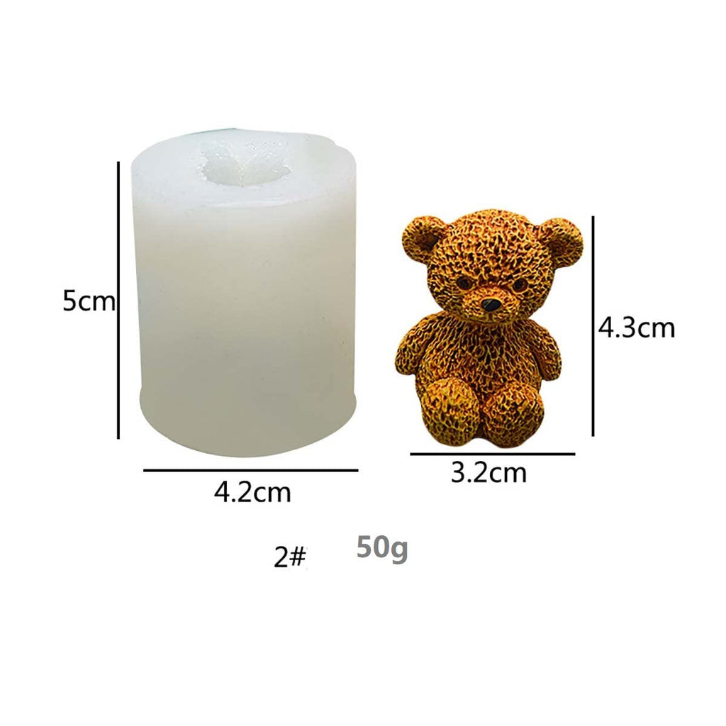 Cute Bear Silicone Mold 2 Pack - Cartoon Bear Candle Mold for Home Decoration