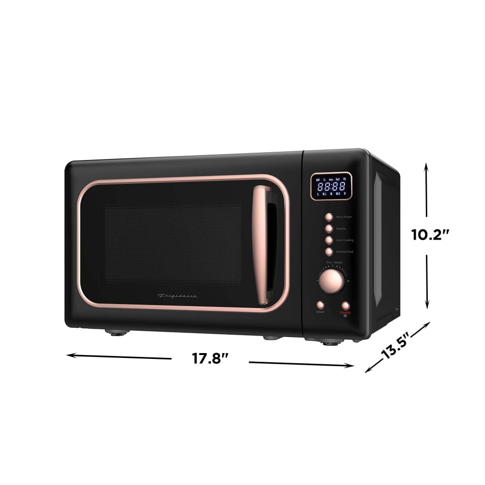 Frigidaire, 0.7 Cu. Ft. Retro Countertop Microwave Oven, 700W Compact Microwave with 8 Auto Cook Menus, Auto Defrost, 5 Power Levels, LED Display, Glass Turntable, Rosegold (Amazon Exclusive Color)