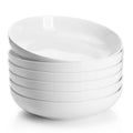 Sweese Large Salad Serving Bowls, 30 Ounce Porcelain White Pasta Plates Set of 6, 8.4 Inch Pasta Bowls for Dinner, Salad - Microwave Dishwasher
