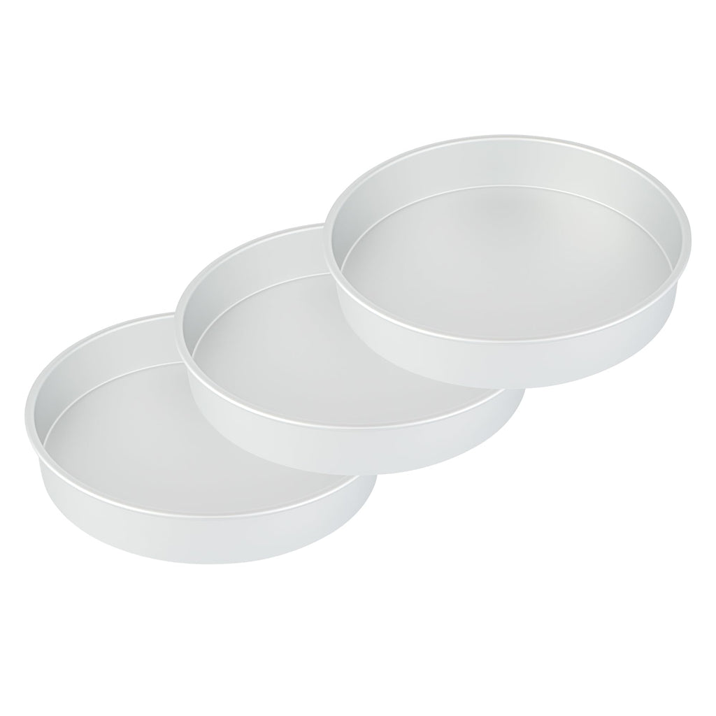 Restaurantware-Met Lux 16 x 3 Inch Straight-Sided Baking Tins, 12 Round Cake Pans - Oven-Ready, Freezable, Anodized Aluminum Round Baking Pans, Greaseproof, For Layer Birthday Cakes