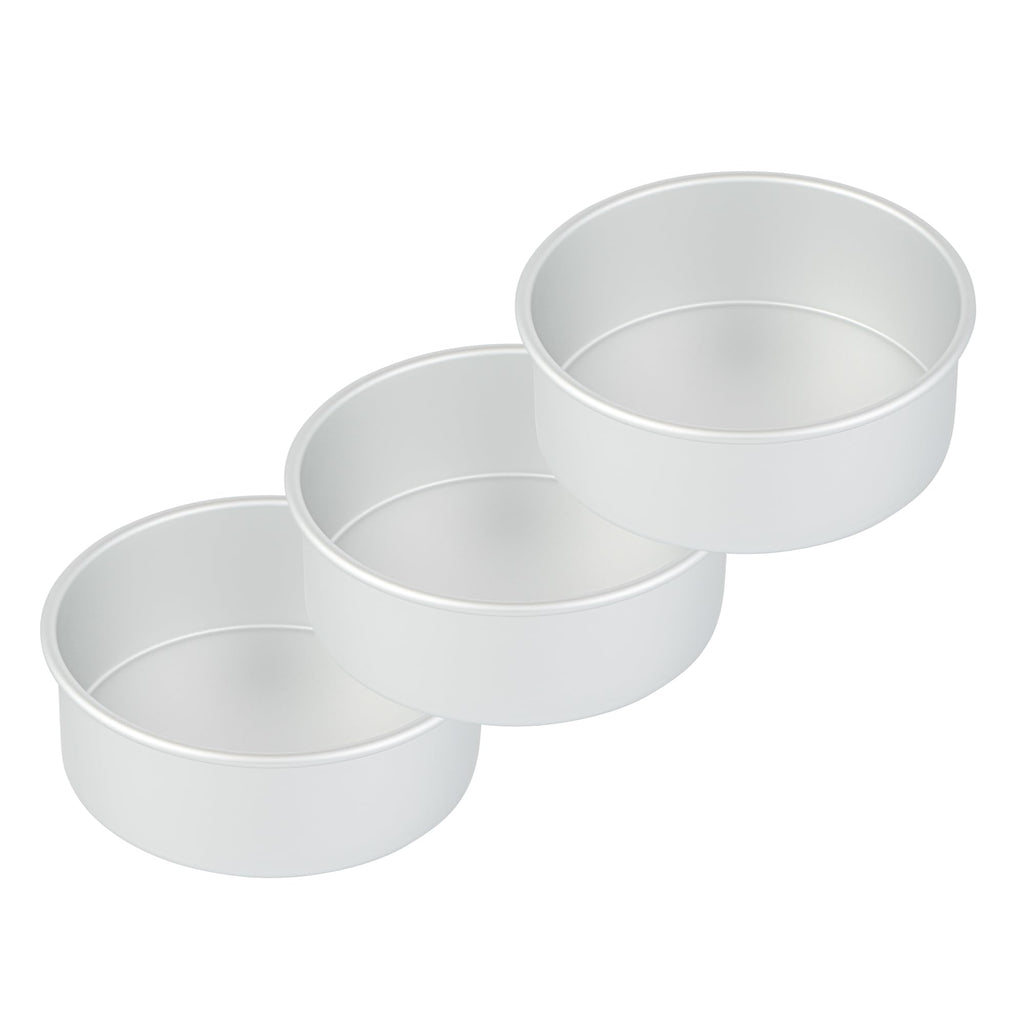Restaurantware-Met Lux 8 x 3 Inch Straight-Sided Baking Tins, 12 Round Cake Pans - Oven-Ready, Freezable, Anodized Aluminum Round Baking Pans, Greaseproof, For Layer Birthday Cakes