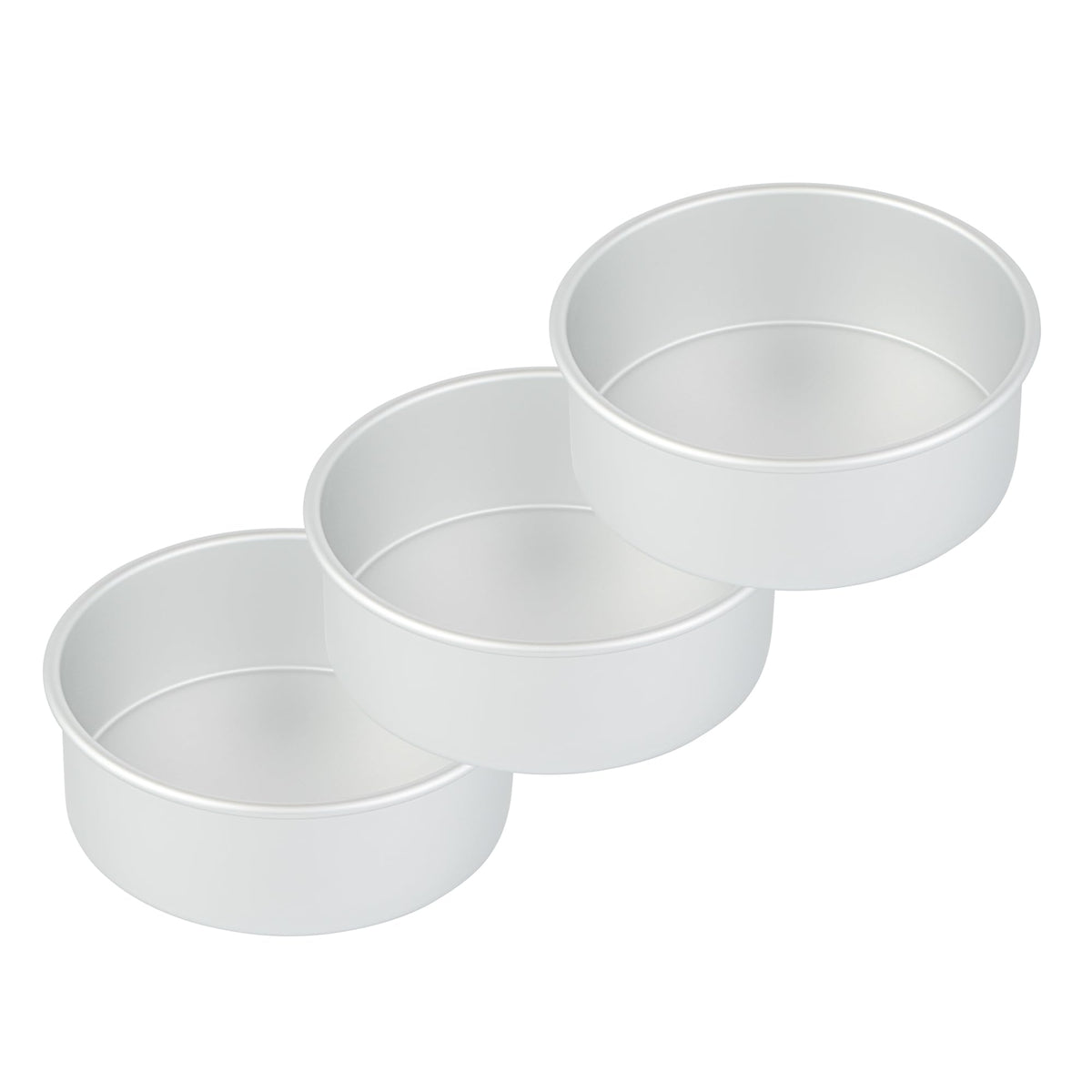 Restaurantware-Met Lux 8 x 3 Inch Straight-Sided Baking Tins, 12 Round Cake Pans - Oven-Ready, Freezable, Anodized Aluminum Round Baking Pans, Greaseproof, For Layer Birthday Cakes