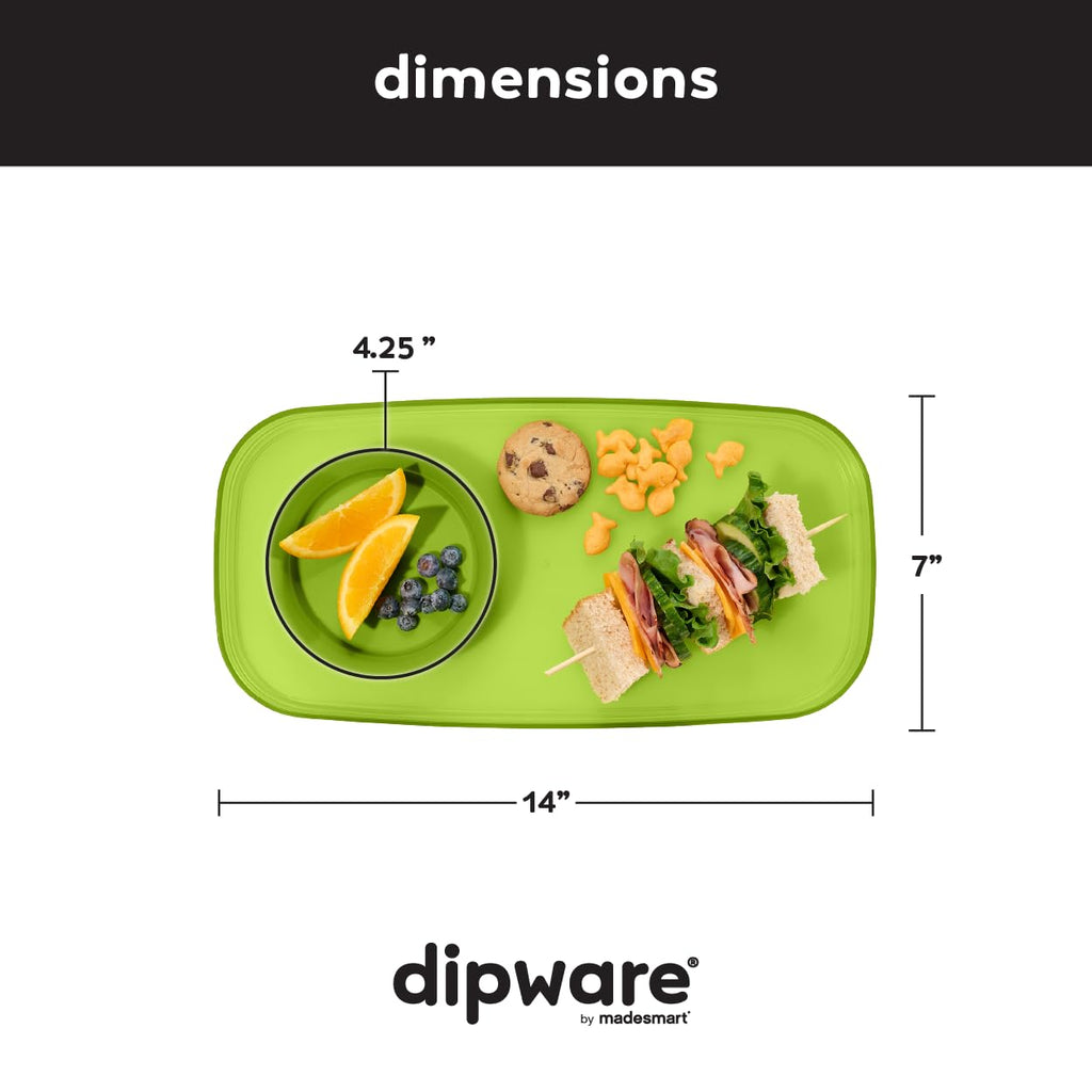 madesmart dipware Small Serving Plate, Stackable & Removable Dip Bowl for Salsa, Queso, Salad, Olives, Dishwasher & Microwave Safe, Multipurpose Plate & Bowl, Lime