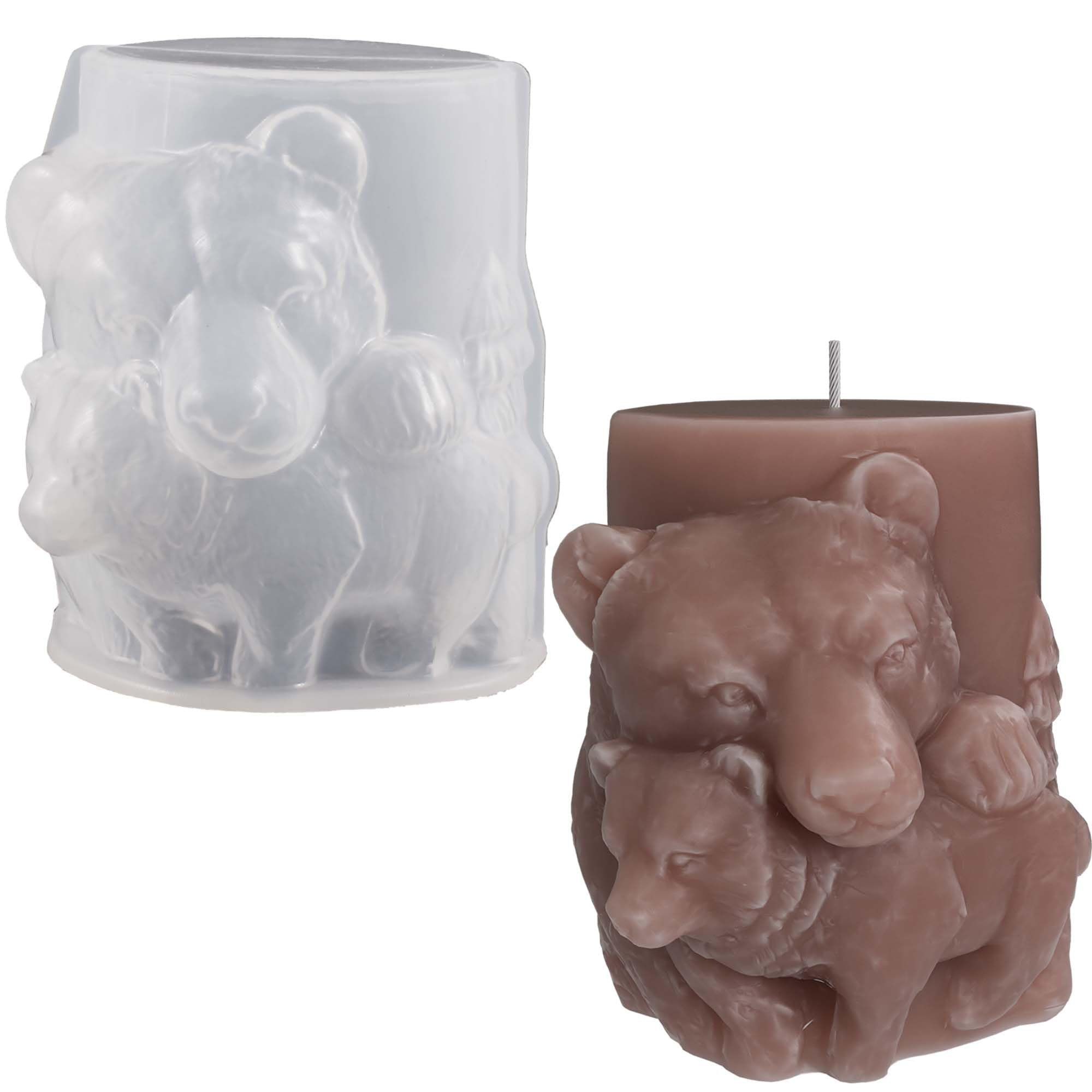 Resin Casting Mold Resin Making Molds Silicone Mold for Candle Home Decorate Mold 3D Animal Mold Candle Making Mold (Animal-Column-Bear)