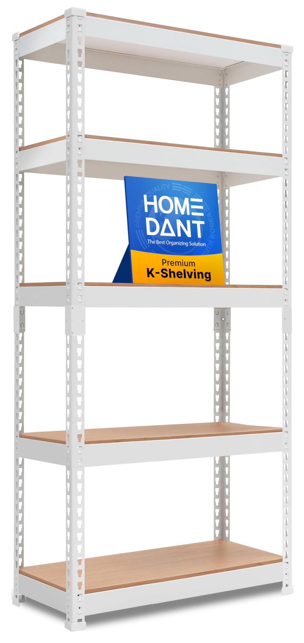HOMEDANT 5 Tier Laminated White Boltless Metal Shelving Unit Adjustable Garage Storage Utility Rack Heavy Duty Shelves Organization Multipurpose Shelf Warehouse Pantry 28" W x 12.3" D x 59.5" H 1Pack