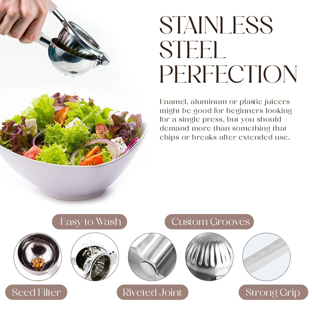 Bellemain Metal Lemon Squeezer, Stainless Steel Citrus Juicer, white