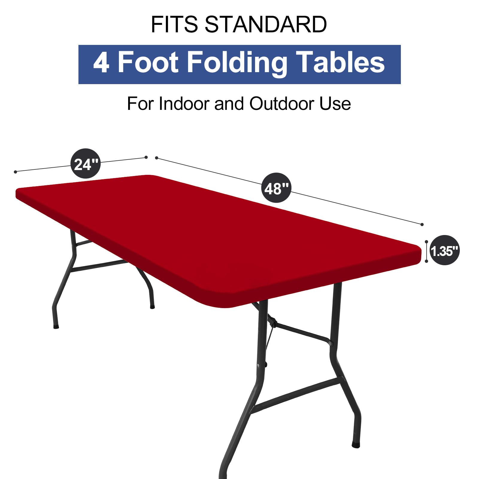 homing Rectangle Table Cloth Cover 4 Foot Red Elastic Fitted Tablecloth