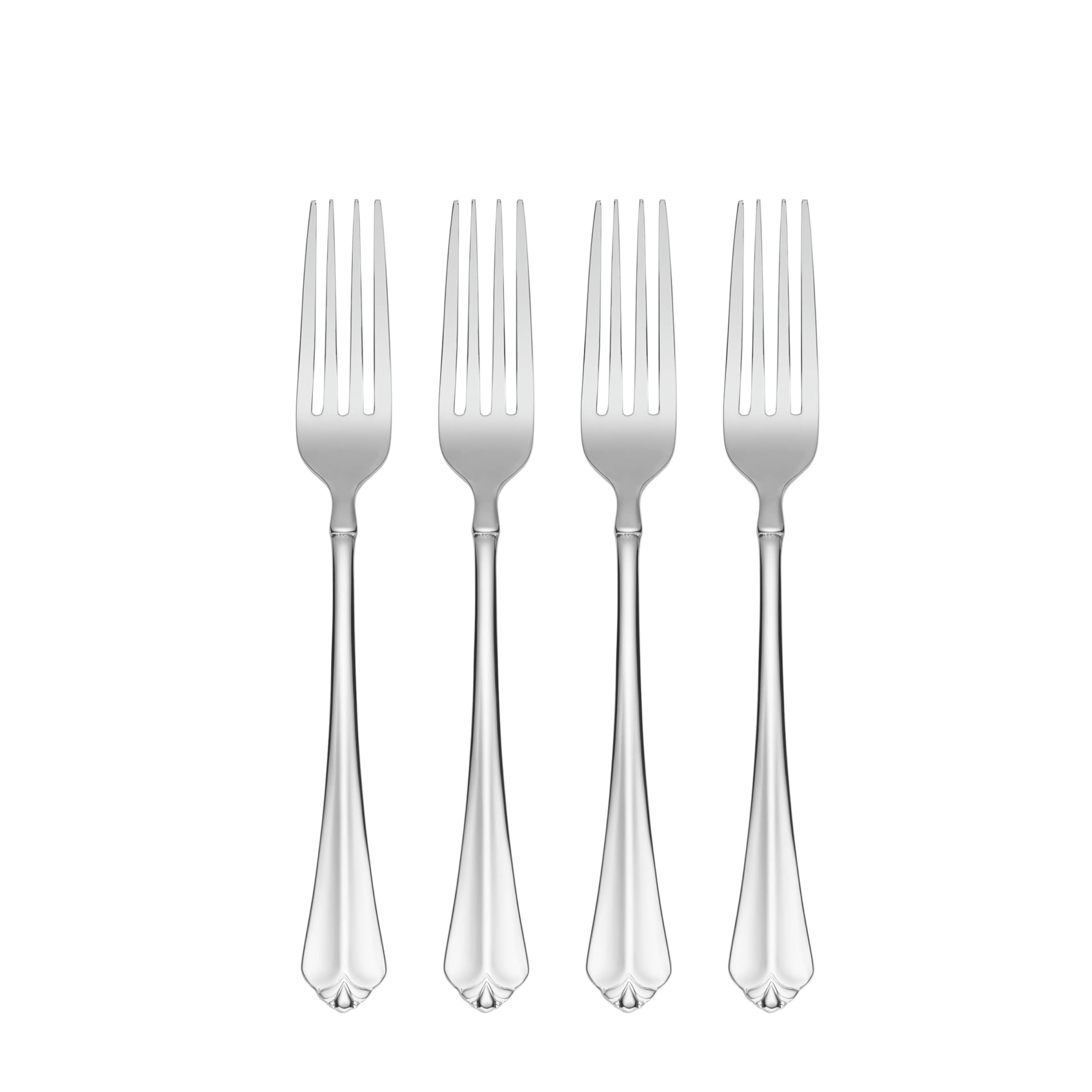 Oneida Silverware Set, Juilliard Fine Flatware 4-Piece Dinner Forks Set, Service For 4, 18/10 Stainless Steel, Rust Resistant, Dishwasher Safe, Home And Kitchen Utensils (Silver, 4 Piece)
