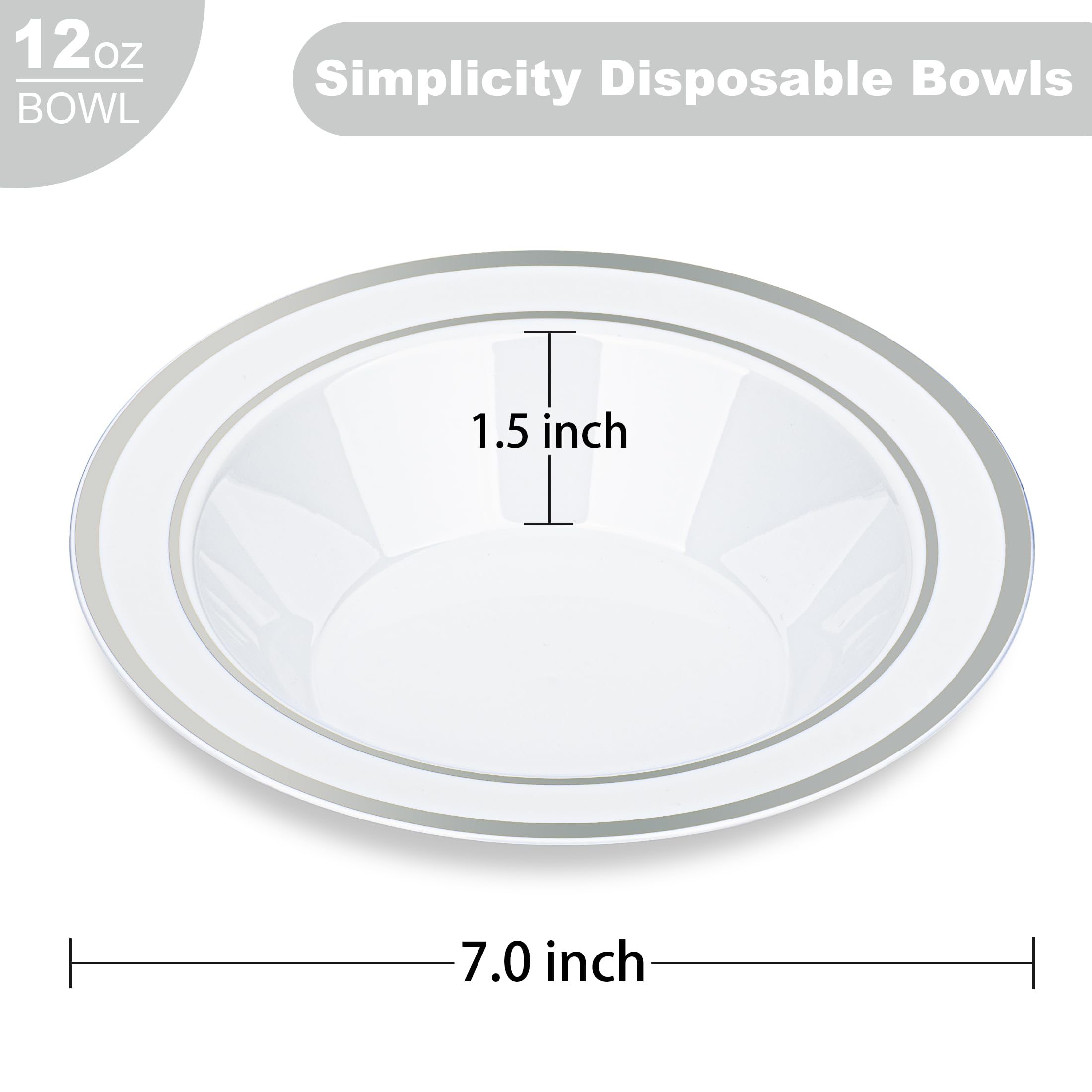 BESTVIP 100 Pack 12 oz Plastic Disposable Soup Bowls