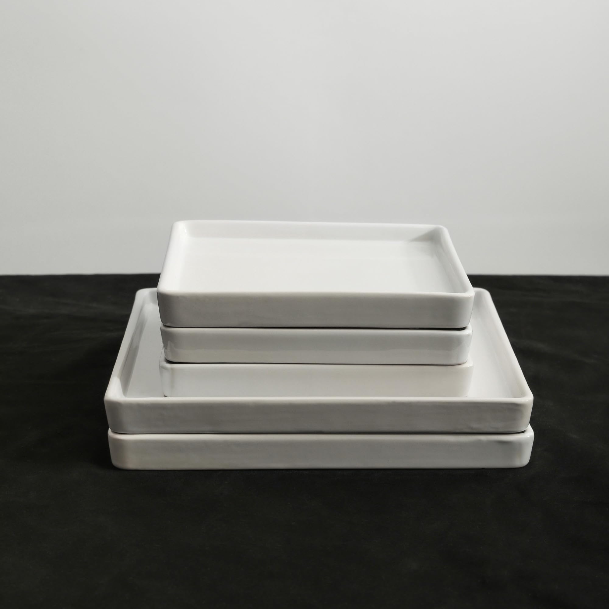 Stone Lain Grace Square Stoneware Dinnerware Set, 24 Piece Service For 8, White