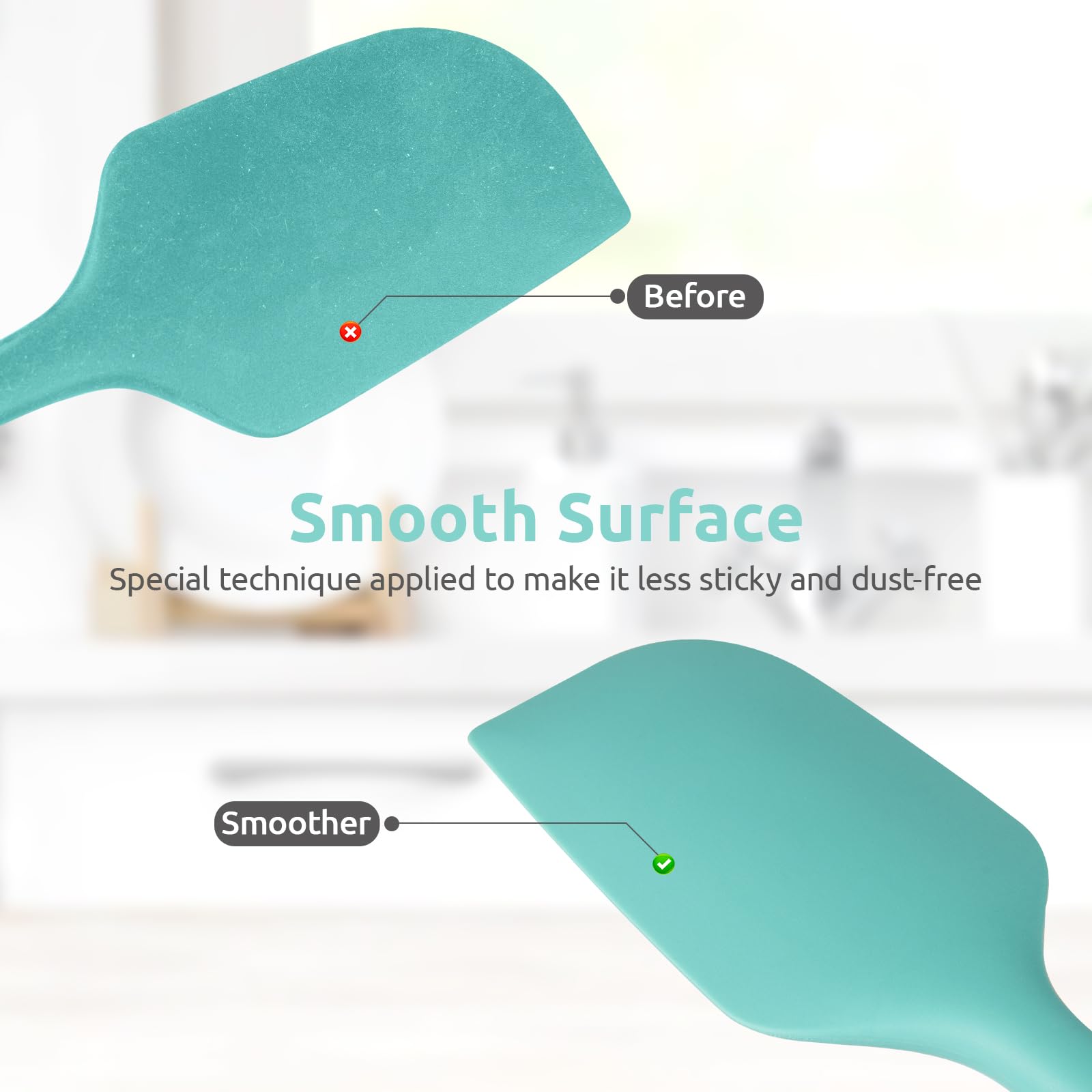 U-Taste Silicone Large Spatula, 600ºF High Temp Scraper, 11.38in, Aqua Sky