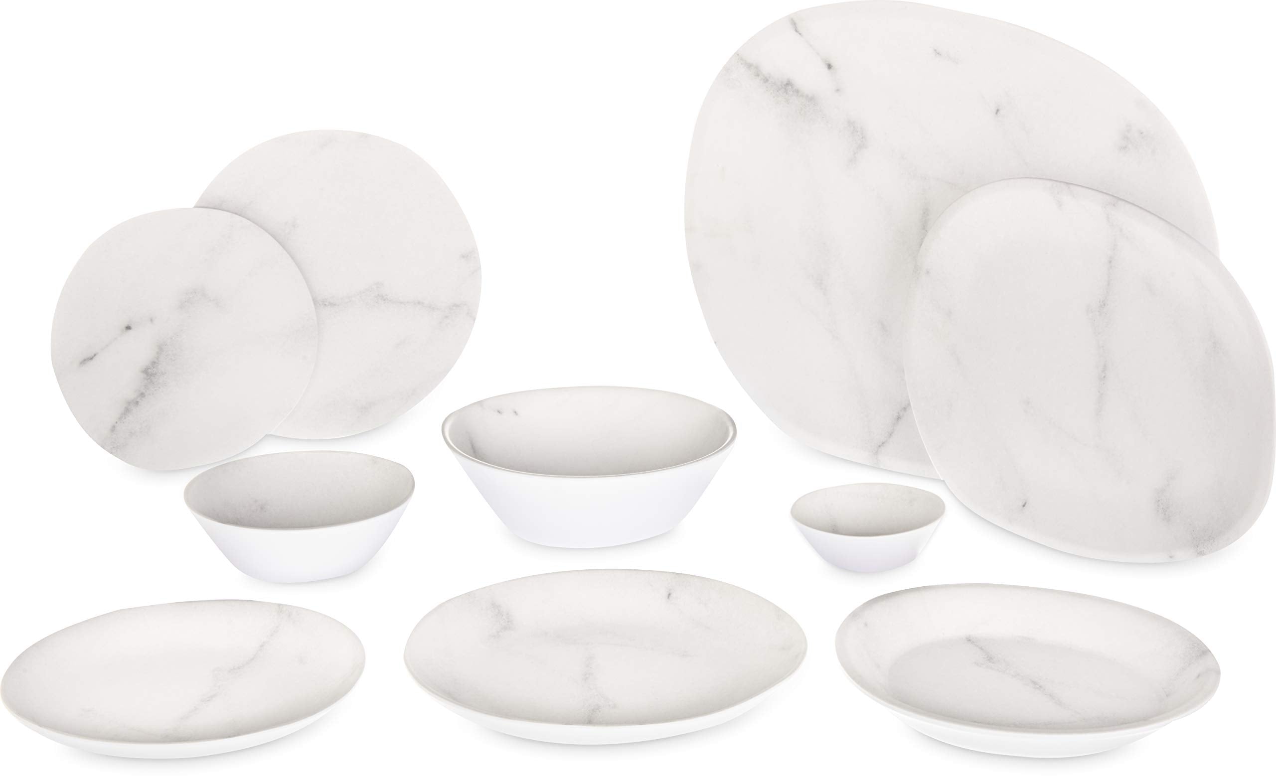 Carlisle FoodService Products Ridge Resuable Plastic Platter Oblong Platter for Home and Restaurant, Melamine, 13 Inches, Marble, (Pack of 6)