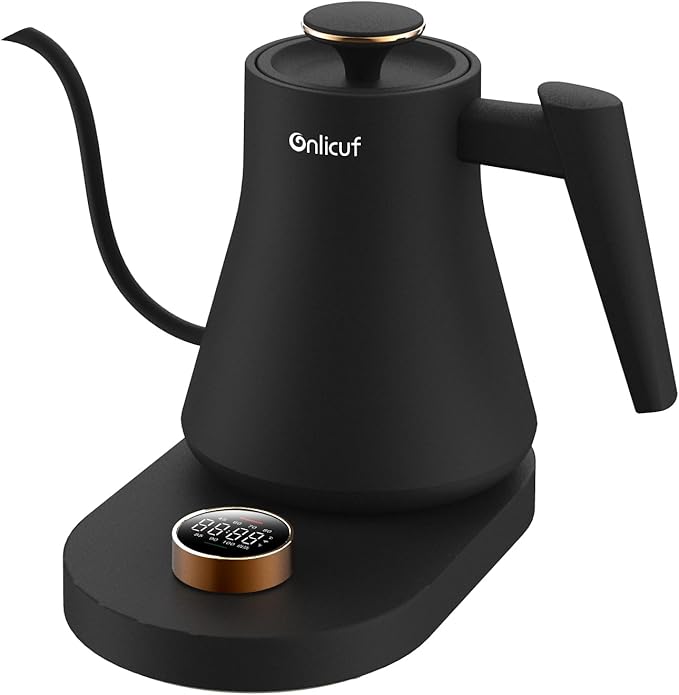 Onlicuf Gooseneck Electric Kettle 0.8L (27oz) - 1000W Rapid Fast Boiling Tea Kettle with Auto Shut Off & Boil-Dry Protection, Stainless Steel Leak-Proof Water Boiler for Pour Over Coffee