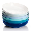 Sweese Pasta Bowls, 22 Ounce Salad Serving Bowls Set of 6, 7.6 Inch Porcelain Plates for Serving Dinner, Salad - Microwave Dishwasher Safe, Cool Assorted Colors