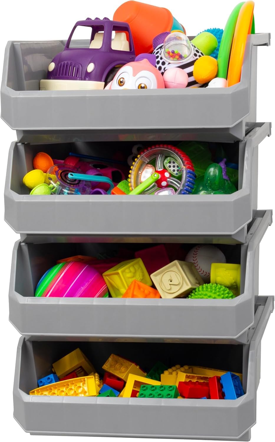 Akro-Mils ReadySpace Large Stackable Plastic Storage Bins, 6-Pack, Clear