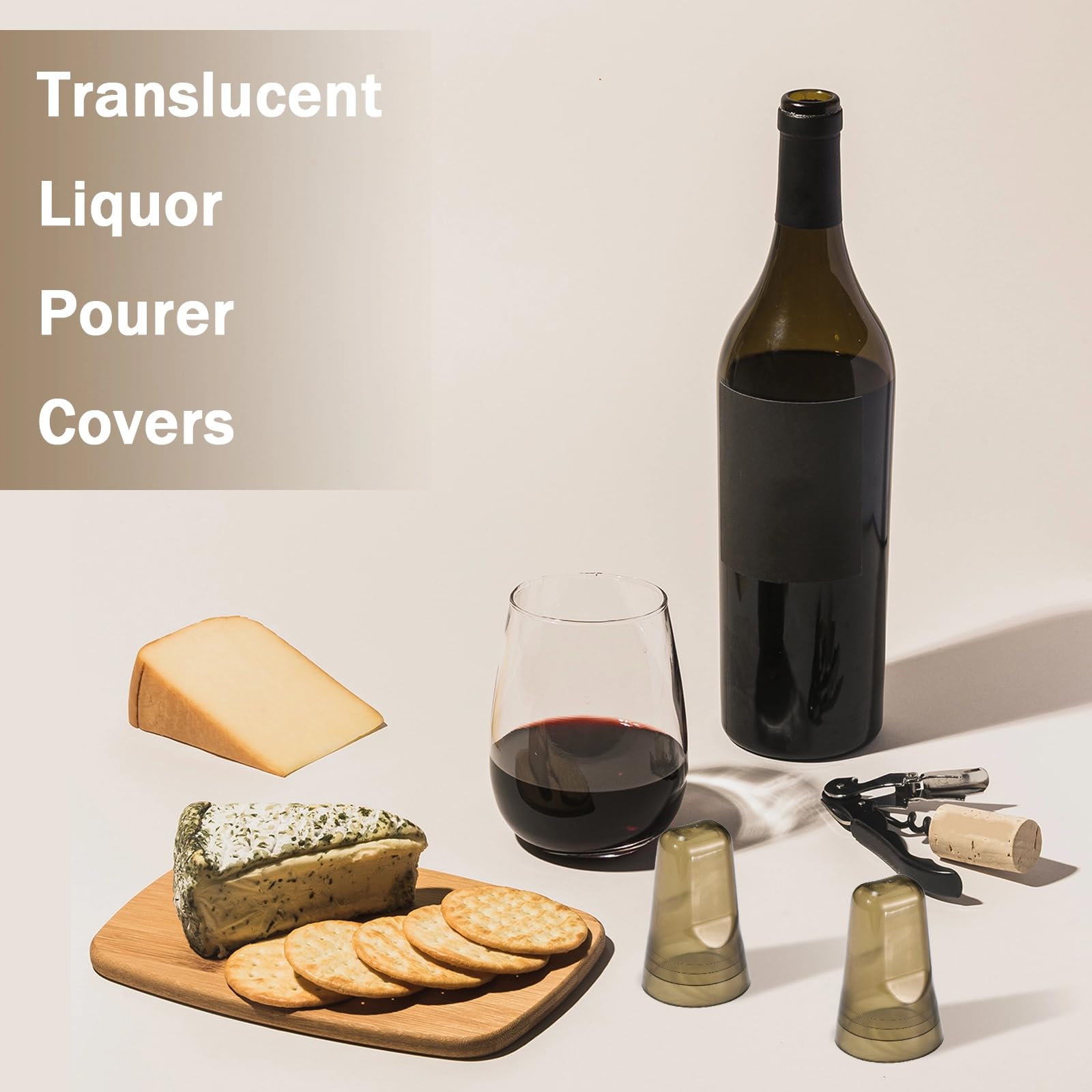 Chengu 80 Pieces Liquor Bottle Covers Pour Spout Covers Bar Toppers for Bottles Universal Pour Dispenser Dust Translucent Silicone Rubber Spout Caps for Bar Home Kitchen Tools Supplies (Champagne)