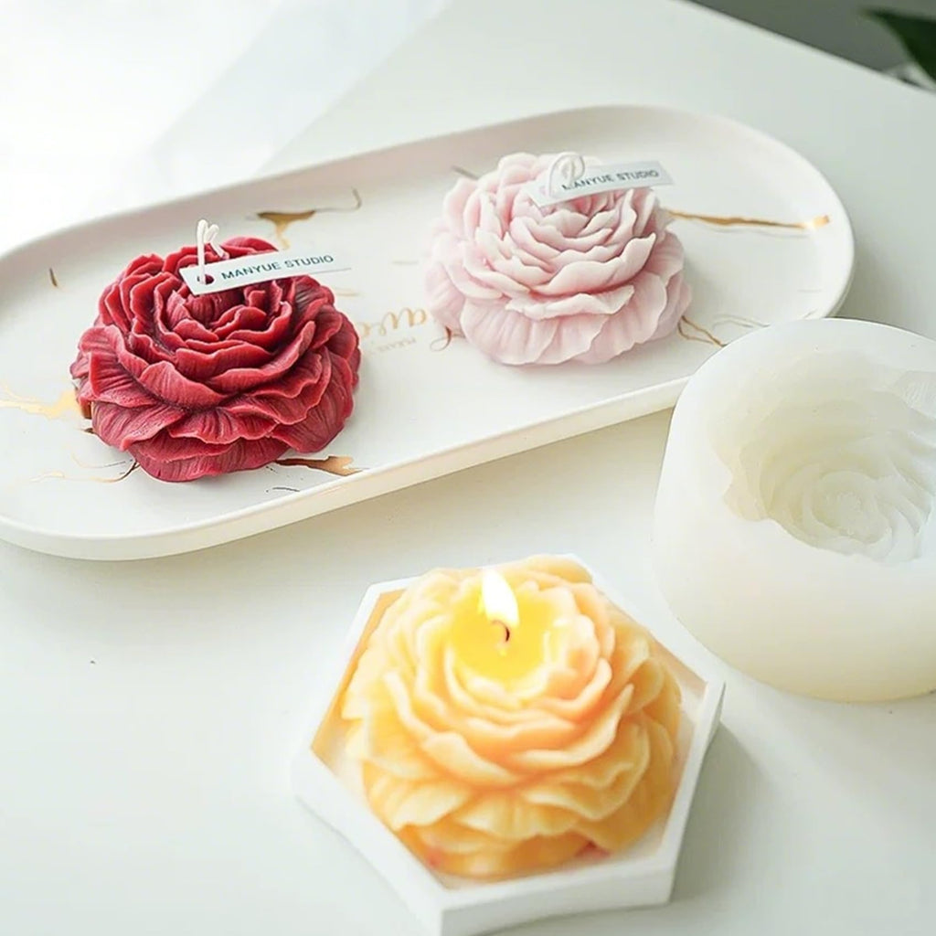 MGLIFEUL 2PCS 3D Flower Candle Making Molds Moldes de Silicona para Velas