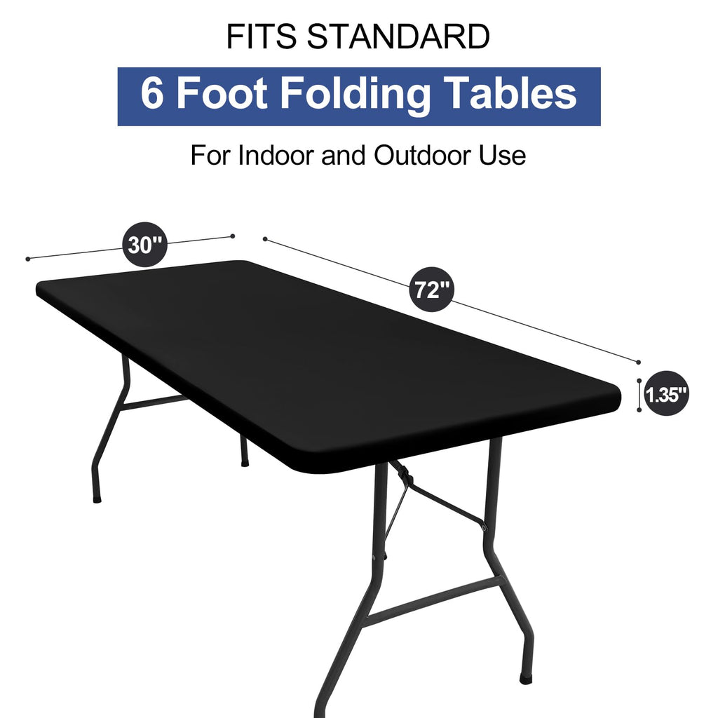 homing Rectangle Table Cloth Cover 6 Foot Black Elastic Fitted Tablecloth