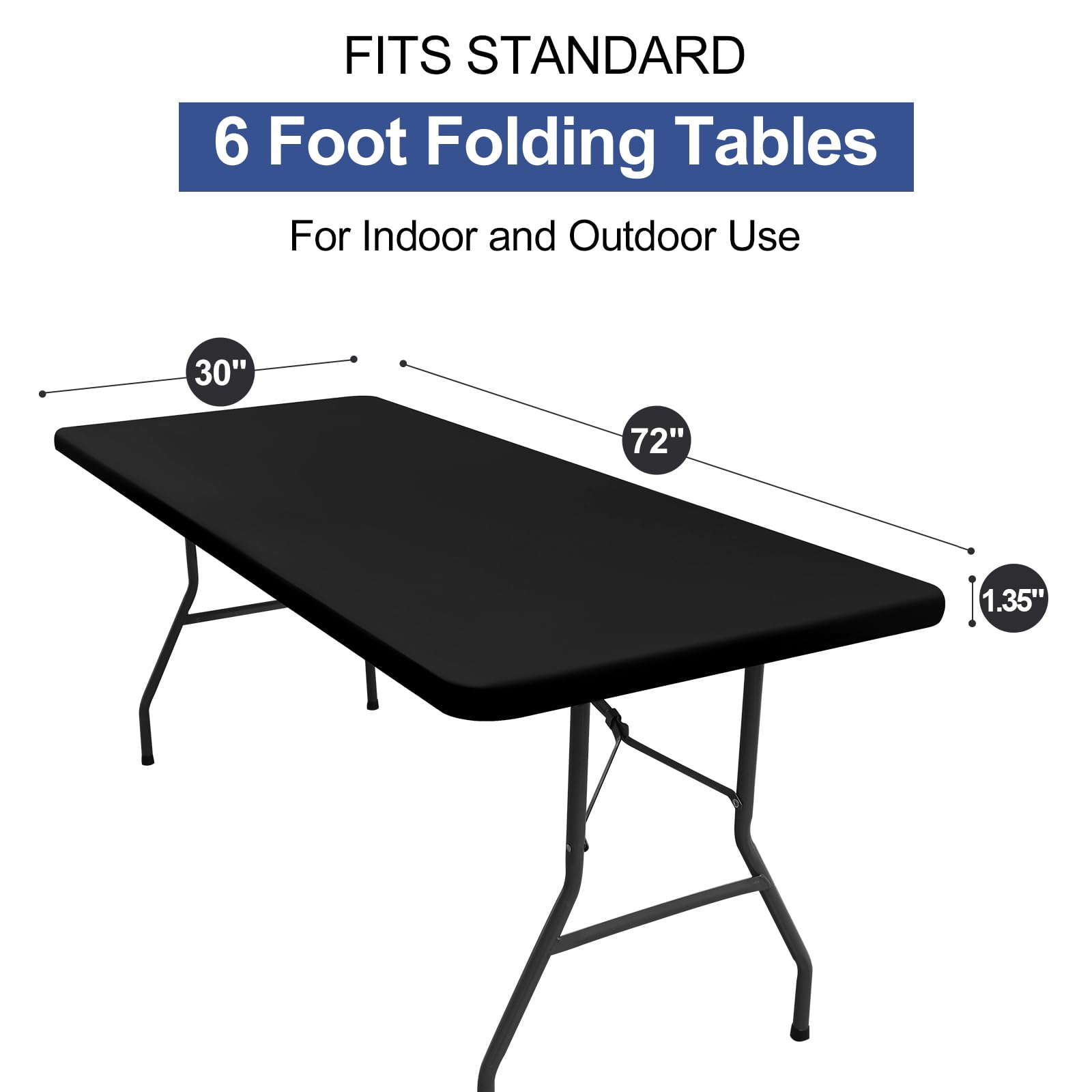 homing Rectangle Table Cloth Cover 6 Foot Black Elastic Fitted Tablecloth