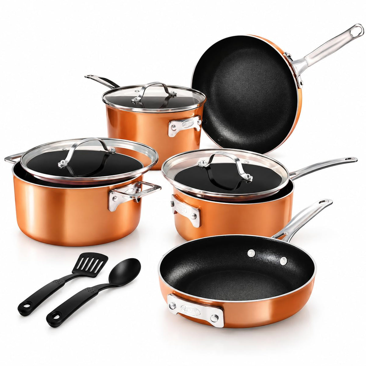 GOTHAM STEEL 10 Pc Copper Pots and Pans Set Non Stick
