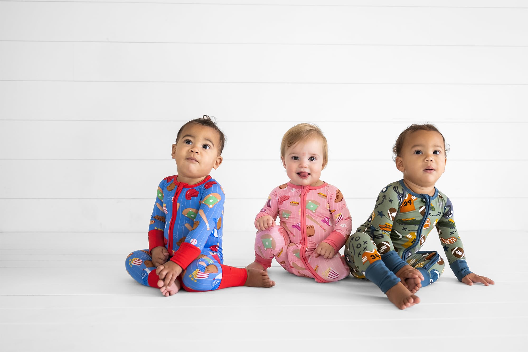 Little Sleepies Pajamas for Baby Boys & Girls, Viscose from Bamboo Baby Pajamas, Snug Sleeper, Toddler PJs, 2-Way Zipper, Blue All Stars, 0-3M
