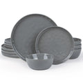 Famiware Mars Stoneware Dinnerware Set for 4, Dark Gray