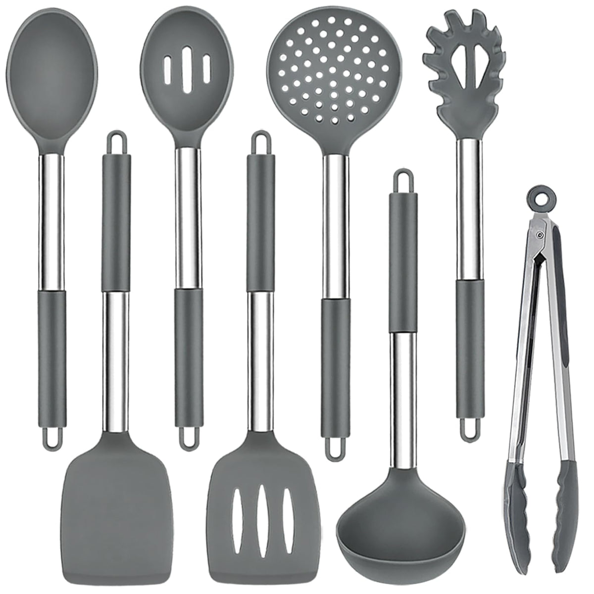 TeamFar Kitchen Utensils Set of 8, Silicone Utensils Kitchen Tools-White