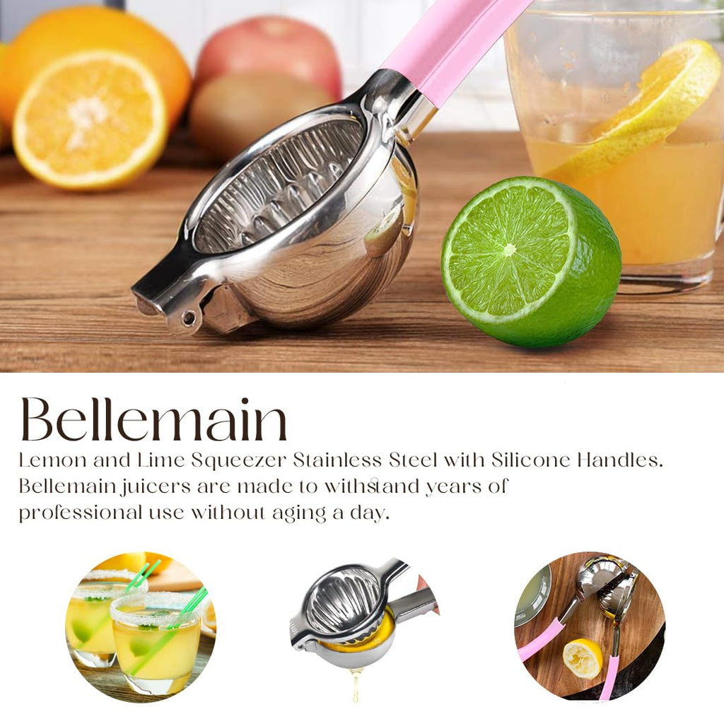 Bellemain Metal Lemon Squeezer, Stainless Steel Citrus Juicer, pink