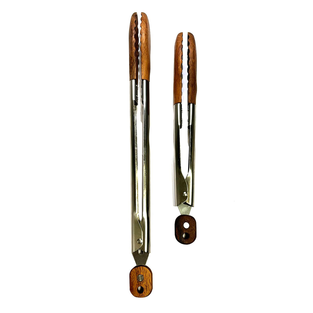 Wooden Tongs for Cooking with Walnut Tips, Serving & Salad Tongs