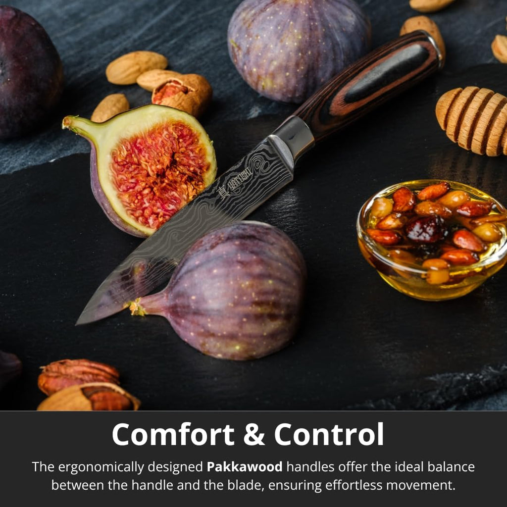 Yatoshi 5 Piece Knife Set - Pro Kitchen Knife Set Ultra Sharp High Carbon Stainless Steel with Ergonomic Handle