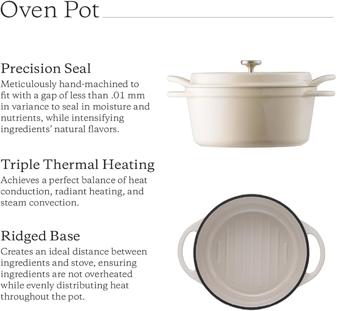 Vermicular Oven Pot | Non-Toxic Enameled Cast Iron Pot | 18cm (1.8 Qt) | Oven-safe | Induction-compatible | Dutch Oven | Made in Japan | Serves 1-2 | Pearl Brown