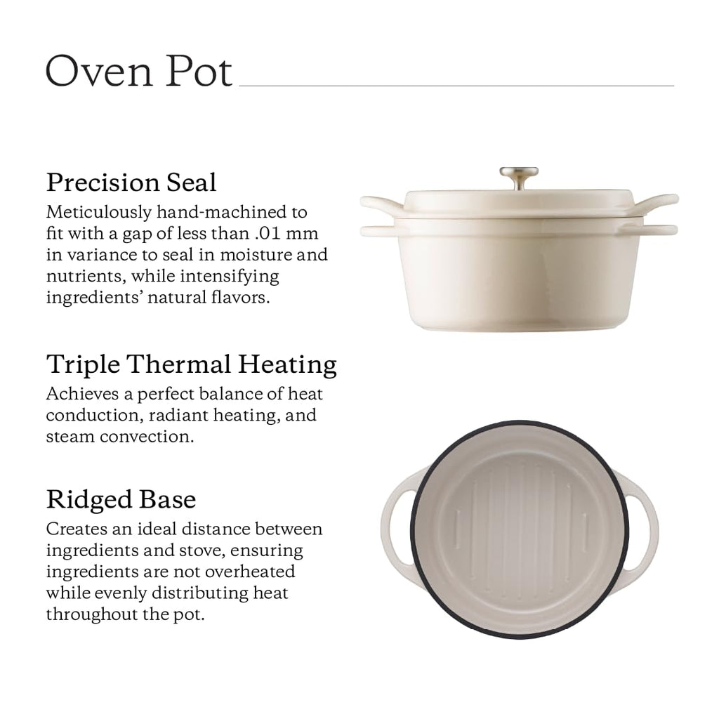 Vermicular Oven Pot 22cm (3.7qt), Enameled Cast Iron Pot - Pearl Pink