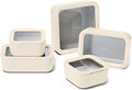 Caraway 13pc Glass Food Storage Container Set - Easy to Store, Non Toxic Lunch Box - with Glass Lids - Includes Storage Organizer - Cream