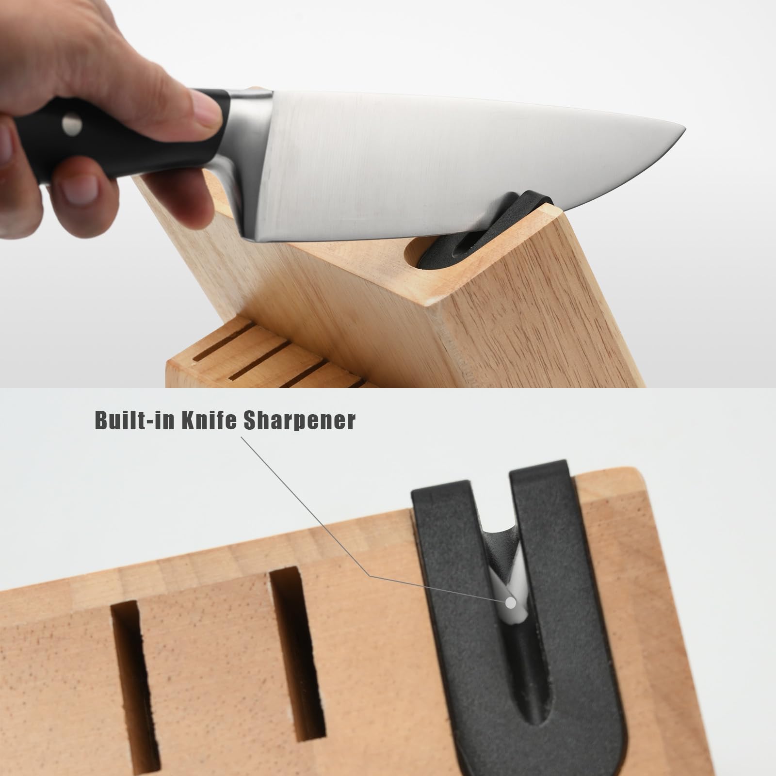 ZUNMARK Kitchen Knife Set, Professional 13 Piece Knife Set with Block and Sharpener, Sharp Chef Knife Set, Ideal for Home and Restaurants, Elegant Black