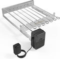 only fire Stainless Steel Electric Skewer Turner, Rotated Grilling Rack Shish Kabob Set with 7 Skewers and Dual-Purpose Rotisserie Motor
