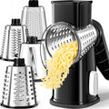 VEKAYA Rotary Cheese Grater Hand Crank, Large Drum Cheese Shredder (red)
