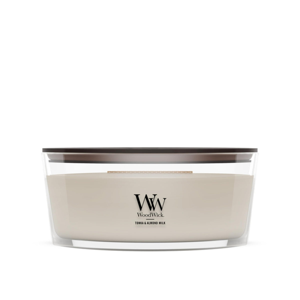 WoodWick Tonka & Almond Milk Scented Candle, Crackling Wick, 9.7oz