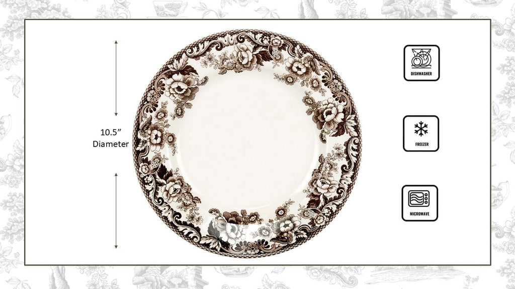 Spode Woodland Mallard Wildlife 10.5" Dinner Plate - Fine Earthenware, Dishwasher & Microwave Safe, Warm Oven to 225°F, Rustic Holiday Dining & Collectible Serving Plate - Made in England