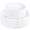 LIYH 50 Pcs White Scalloped Plastic Plates Reusable - Unbreakable Plastic Plates for Weddings Party Outdoor Picnics Dishwasher Safe BPA Free(25Guests)