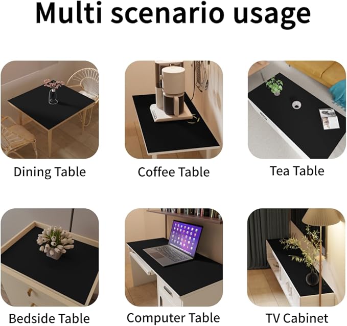 Desk Cover - 30x66 Inch Waterproof Easy to Clean Can Conceal Flaws Protector The Table Top from Scratches Used for Dining (Black+Black 30x66)