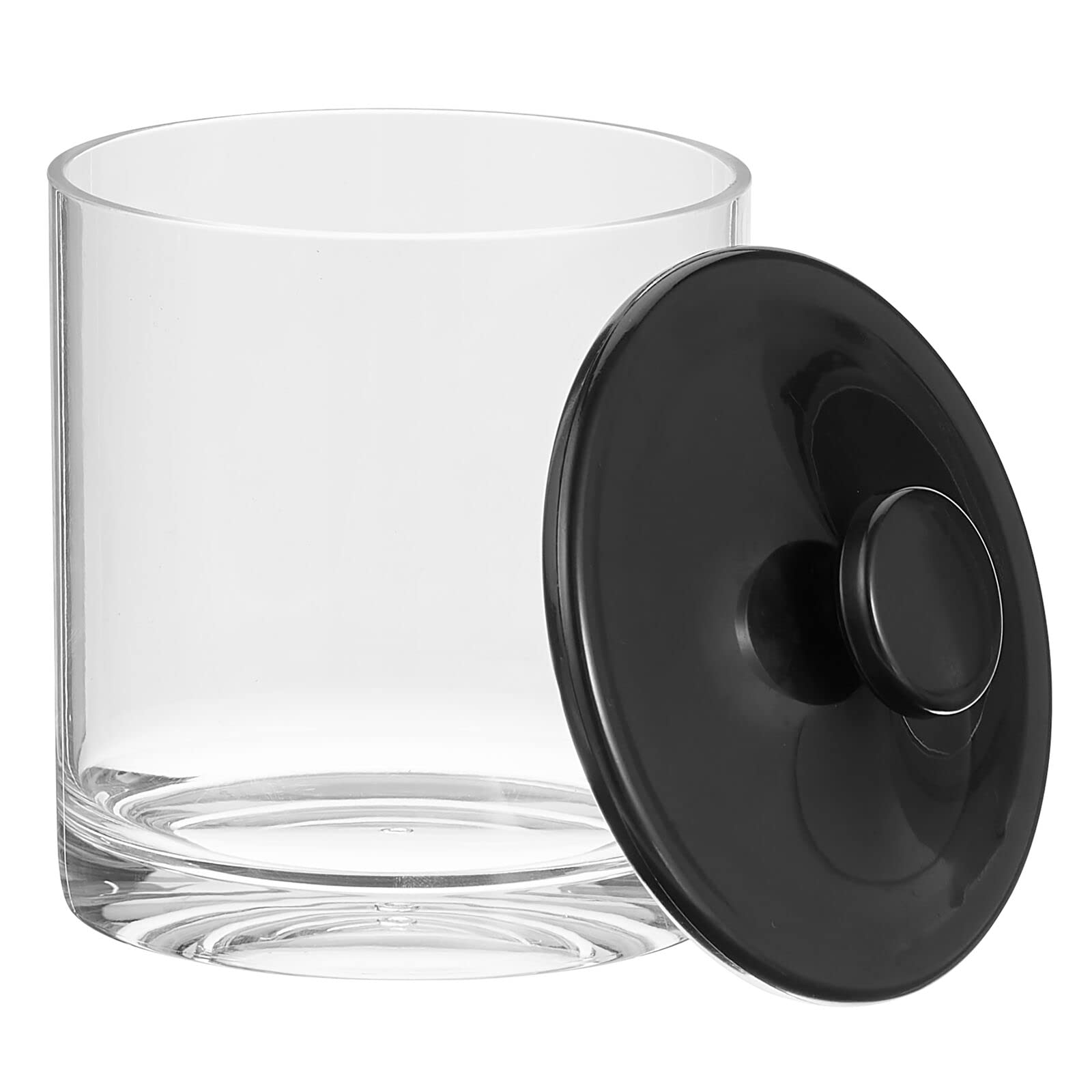 mDesign Small Modern Apothecary Storage Organizer Canister Jars - Acrylic Containers for Bathroom, Organization Holder for Vanity, Counter, Makeup Table, Lumiere Collection, 2 Pack, Clear/Black