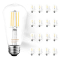 16 Pack ST19 Dimmable LED Edison Bulb, 5.5W (60W Equivalent), 500LM, CRI 95+, 2700K Soft White, E26 Medium Base, Vintage Filament, Clear Glass, Standard Type A Lamp, for Kitchen, Bathroom, Bedroom