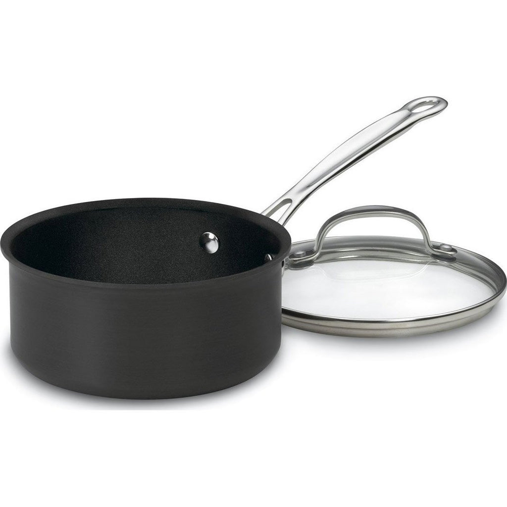 Cuisinart Chef's Classic Nonstick Hard-Anodized 1.5-Quart Saucepan with Lid, Black, 619C-16