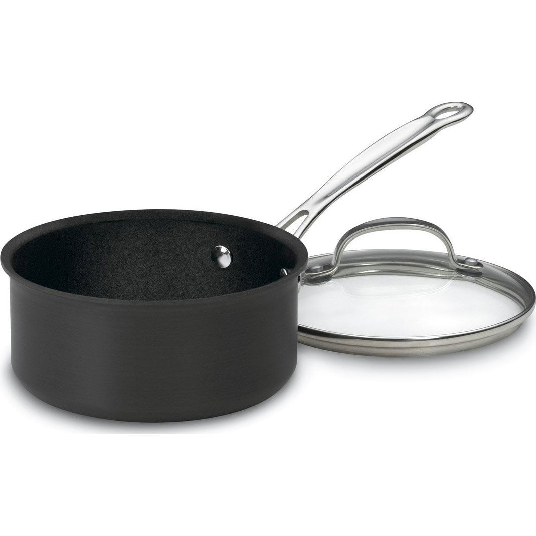 Cuisinart Chef's Classic Nonstick Hard-Anodized 1.5-Quart Saucepan with Lid, Black, 619C-16
