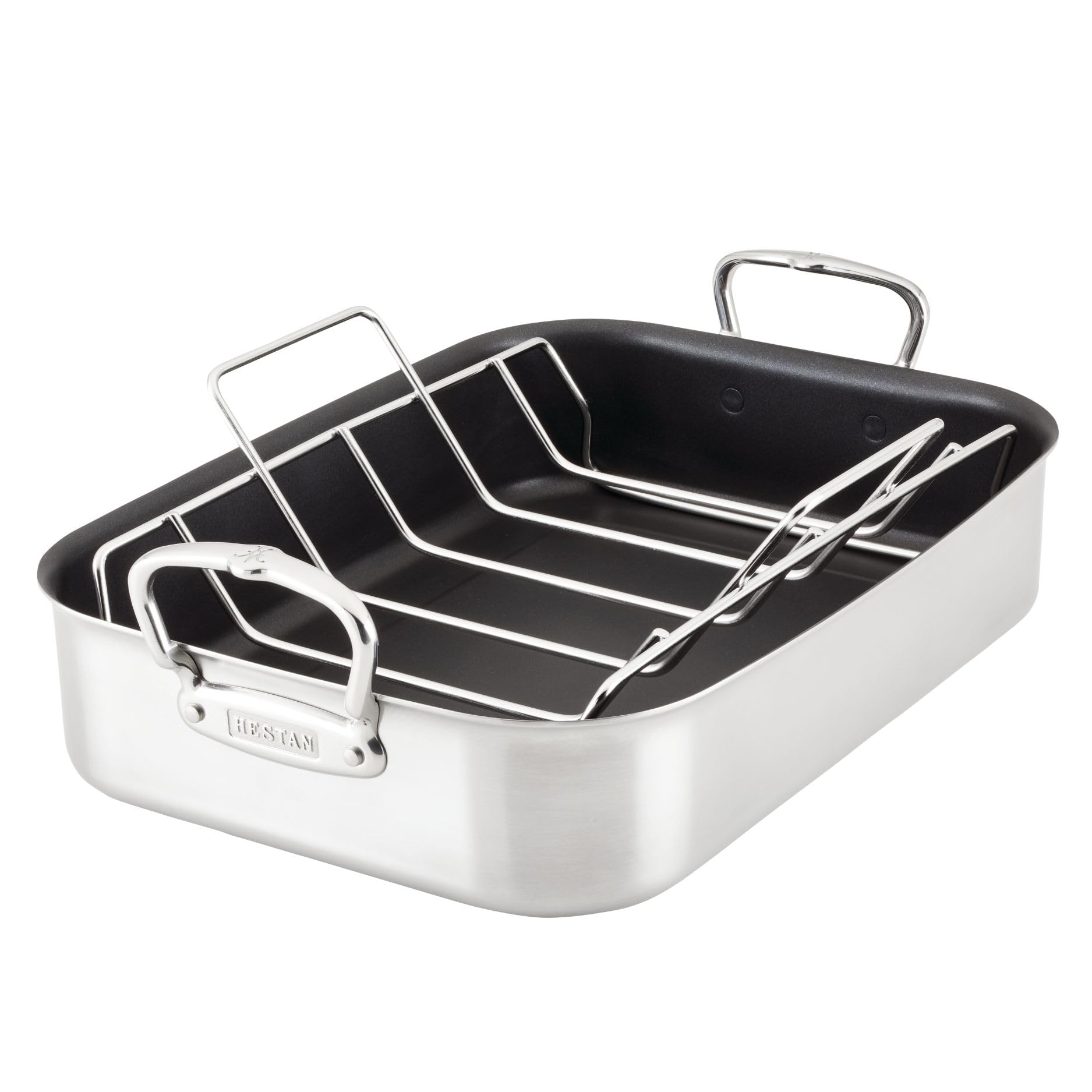 Hestan Provisions – 16.5" Classic Clad Nonstick Roasting Pan with Stainless Steel Rack