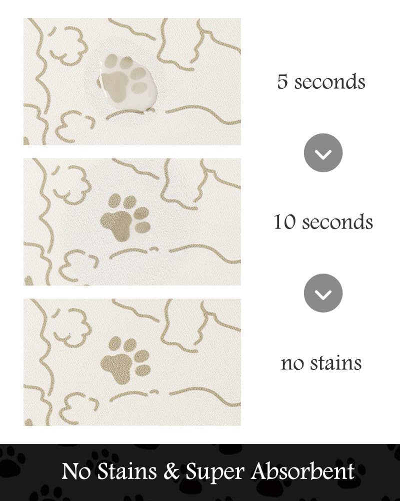 Pet Feeding Mat-Absorbent Dog Mat for Food and Water Bowl-No Stains Quick Dry Water Dispenser Mat-Dog Accessories Pet Supplies-Bowl for Messy Drinkers（FRAMEDOGS,23"x34"