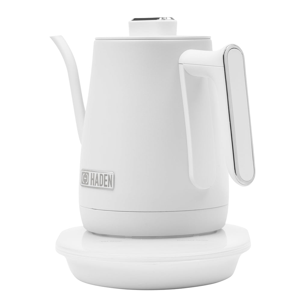 Haden 0.6-Liter Stainless Steel Electric Kettle, Gooseneck Hot Water Kettle with 360-Degree Base and Auto Shutoff, Ivory & Chrome
