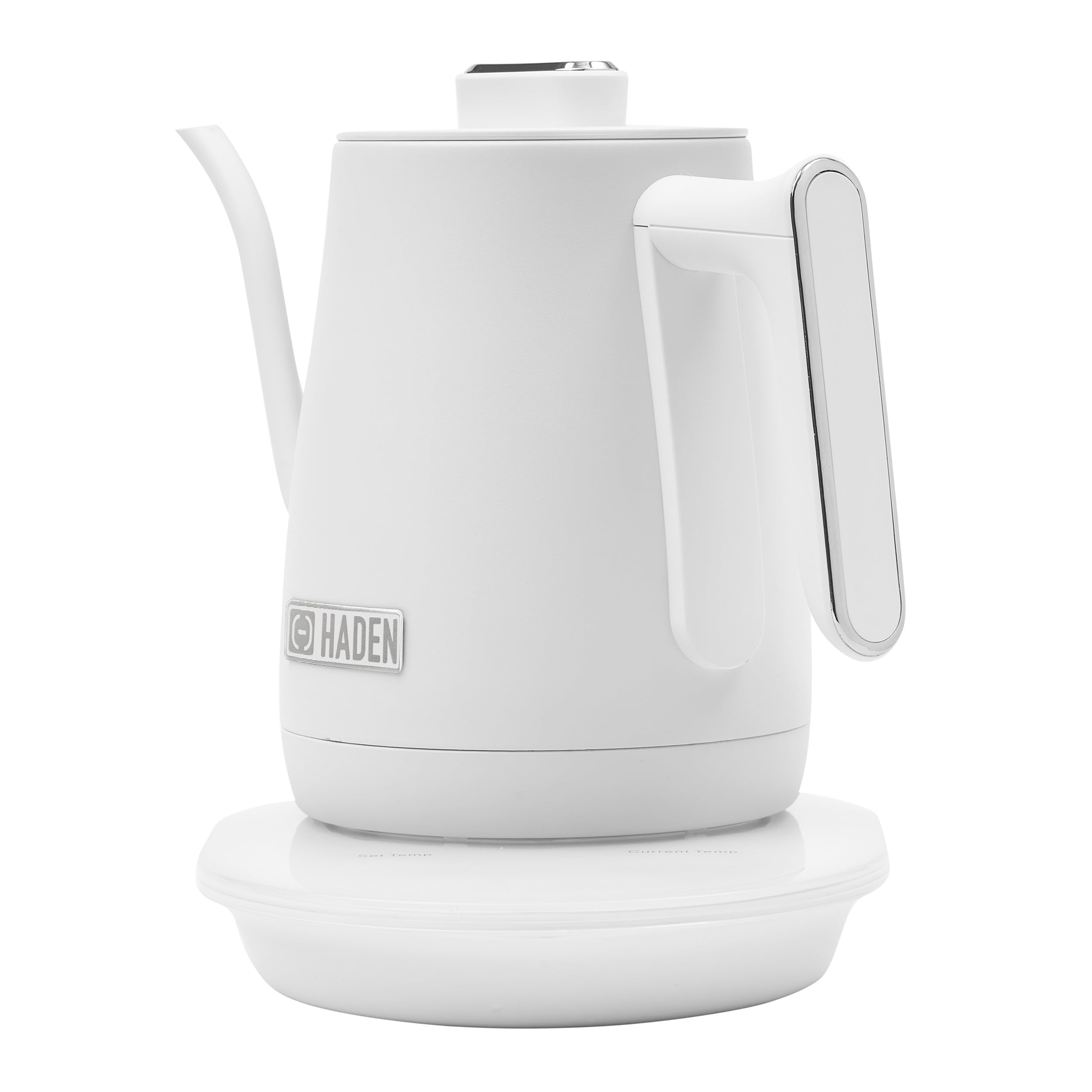 Haden 0.6-Liter Stainless Steel Electric Kettle, Gooseneck Hot Water Kettle with 360-Degree Base and Auto Shutoff, Ivory & Chrome
