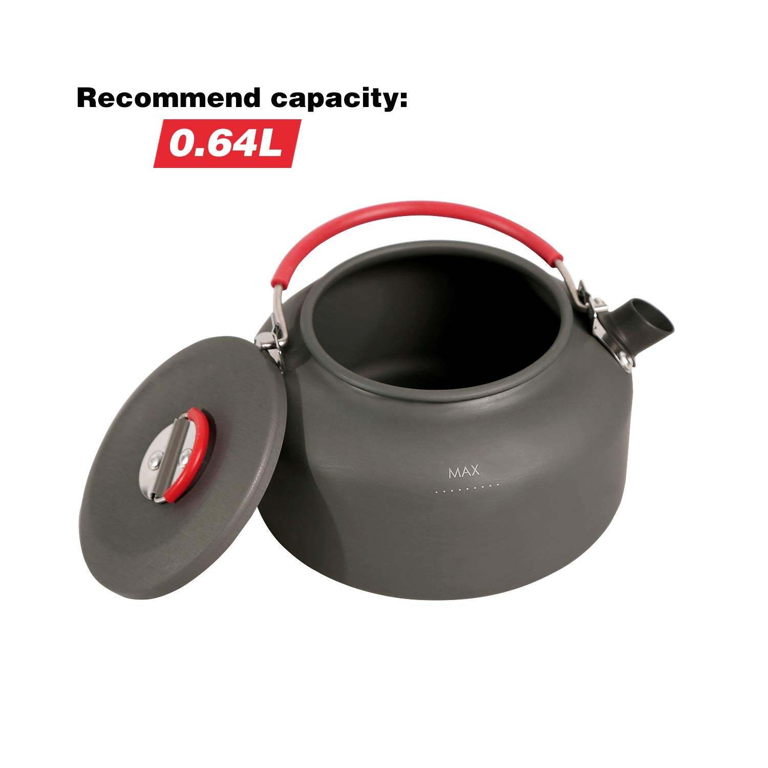 REDCAMP 0.8L Mini Outdoor Camping Kettle, Aluminum Water Pot with Carrying Bag, Compact Lightweight Tea Kettle